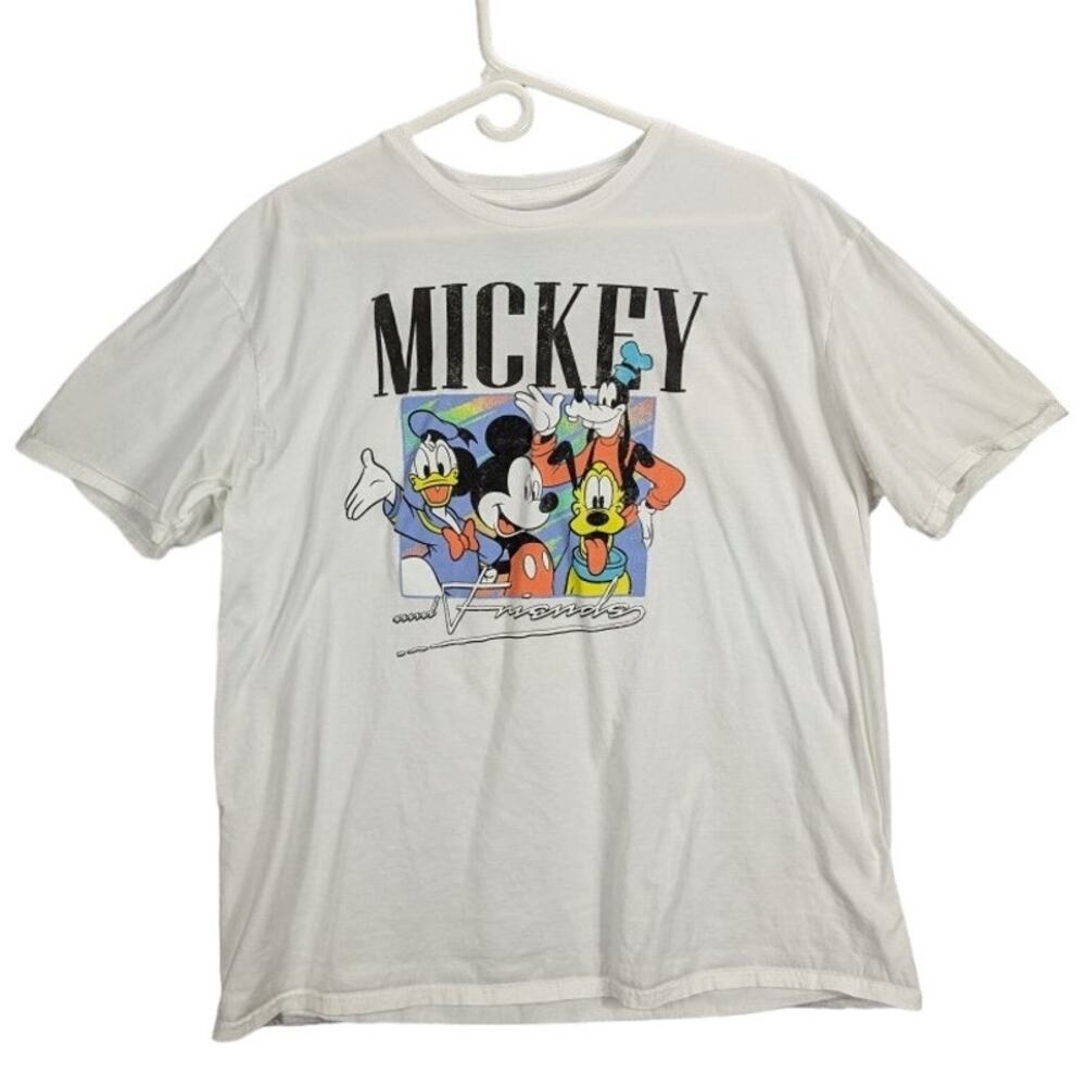 Disney Shirt Mens XXL White Tee Mickey Mouse & Friends Donald Duck Pluto Goofy